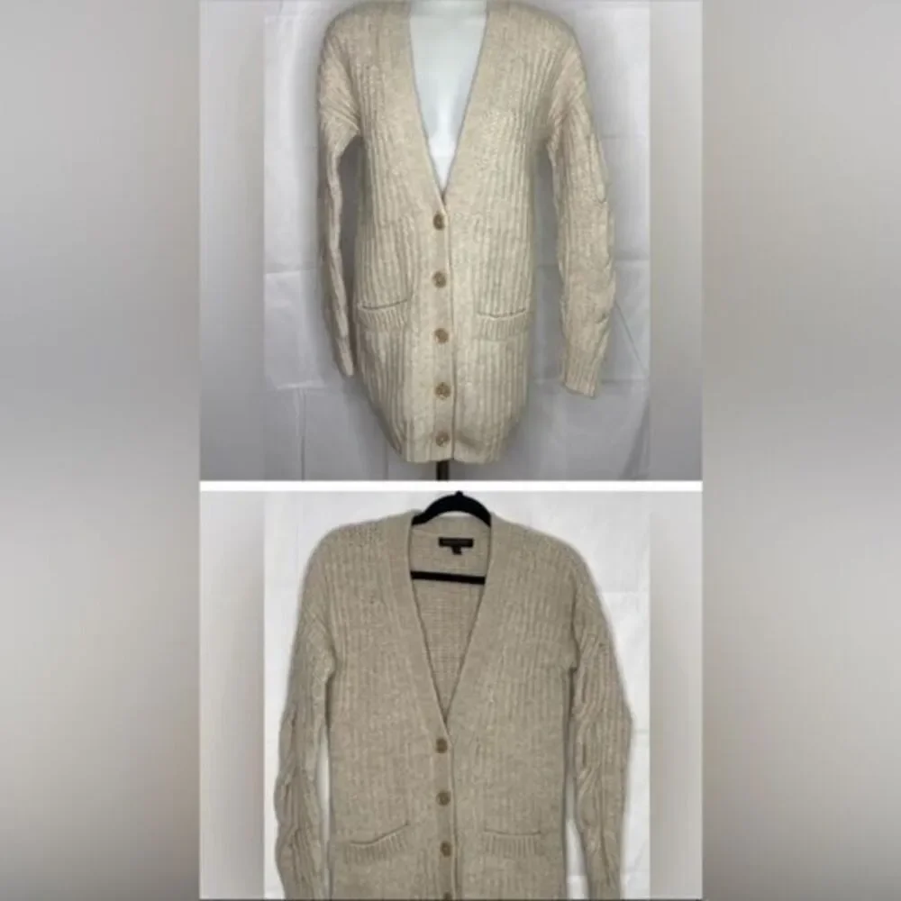 J.Crew Sand Color Cable Sleeved Warm Alpaca Sweater N025‎